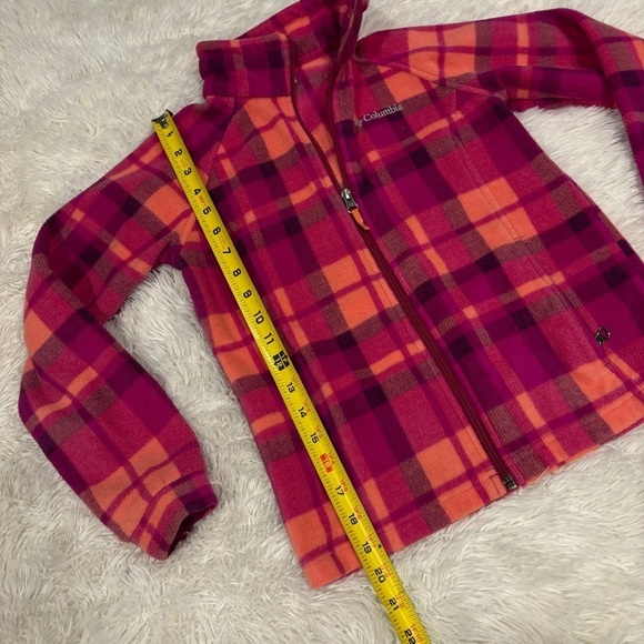 Columbia Girls Benton Springs™ Fleece jacket Pink & Orange plaid medium 10/12 - Picture 4 of 11